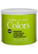Crown Assorted Colors 40 Premium Latex Condoms Lightly...